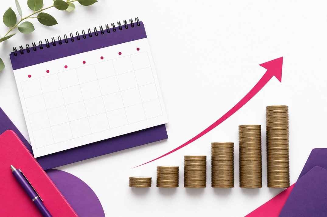 Illustration of a monthly Google Ads budget growing over time