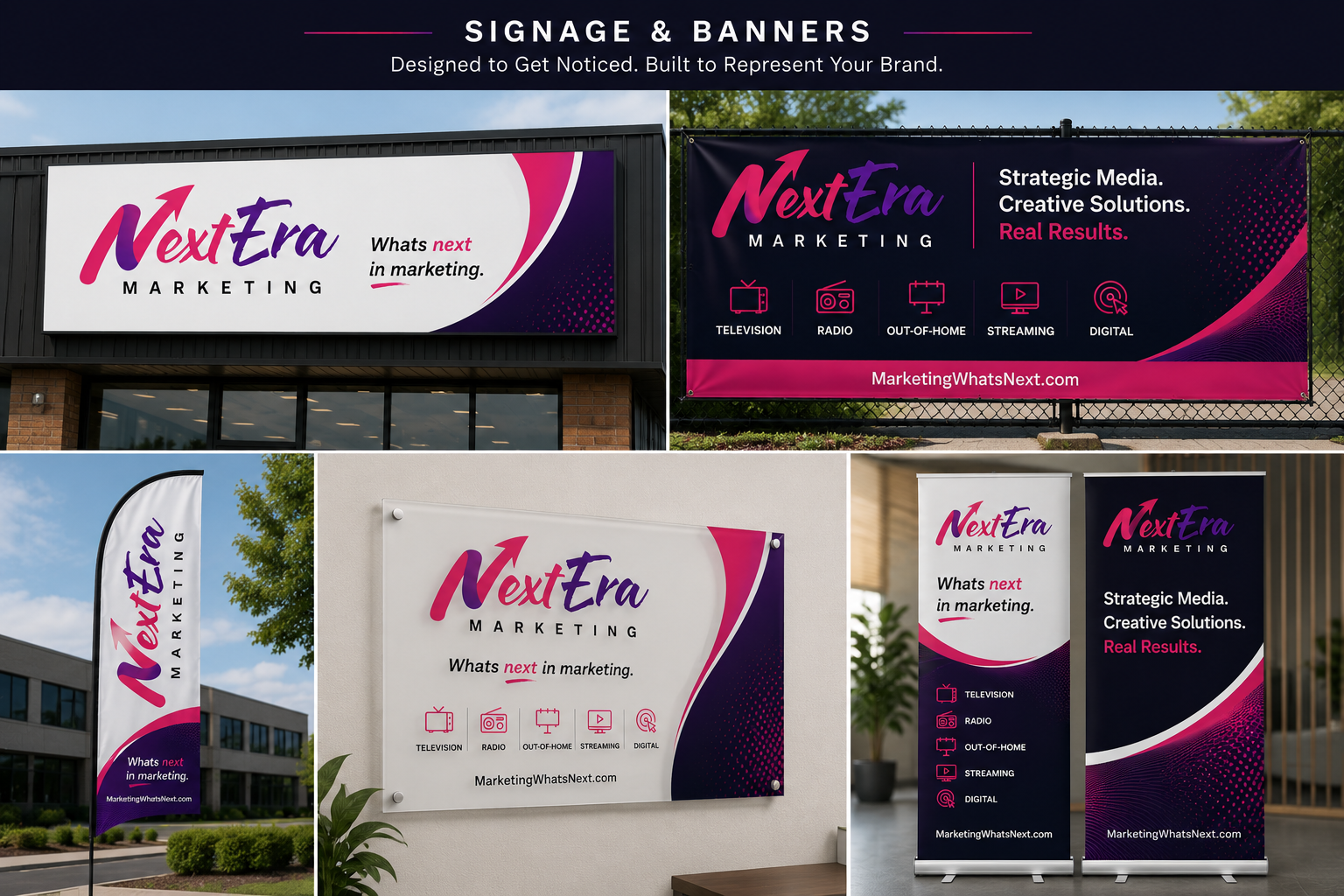 Professional trade show environment with branded exhibit displays and signage