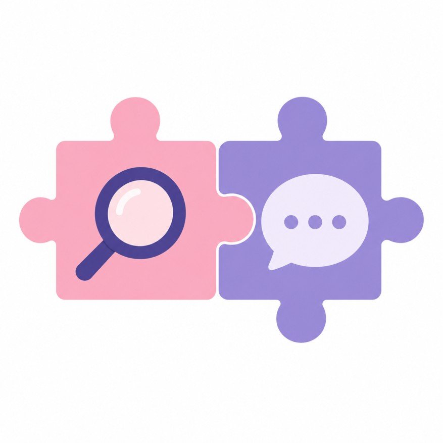 Two interlocking pieces representing SEO and AEO working together