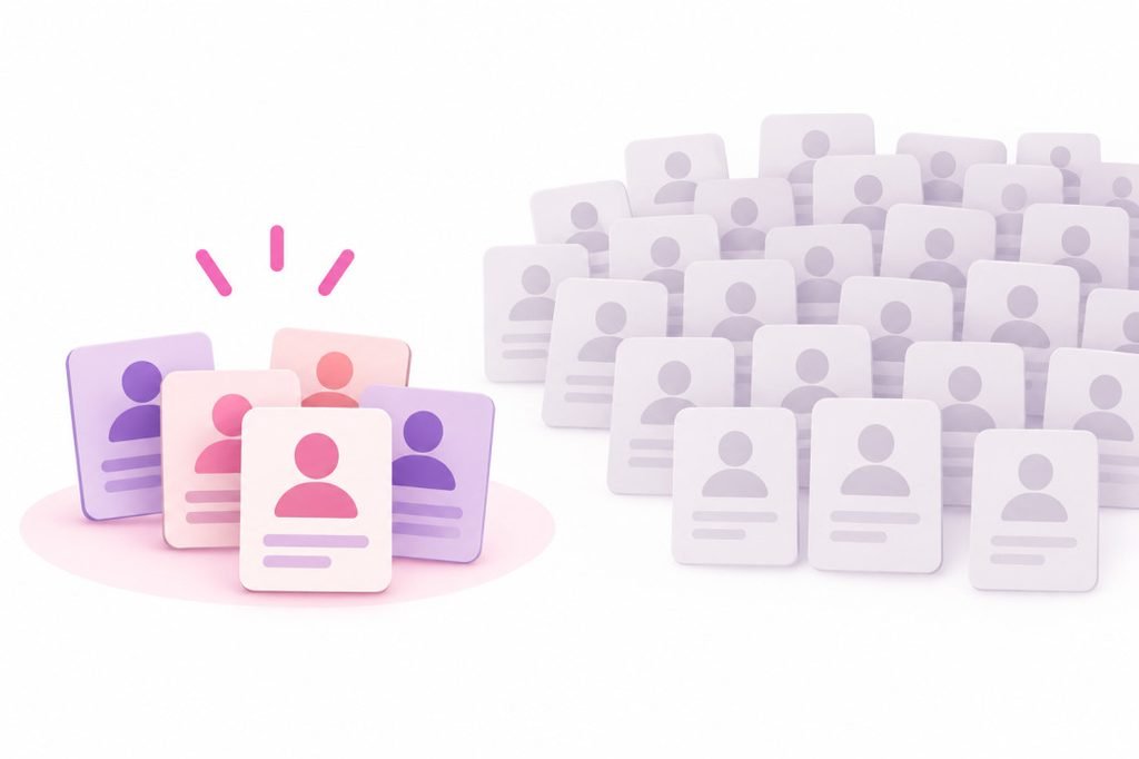 Small group of engaged contacts standing out from a larger faded list