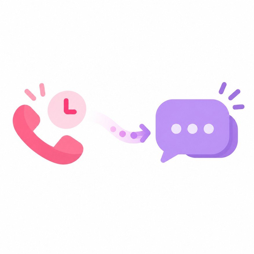 Illustration of a missed call automatically becoming a text message reply
