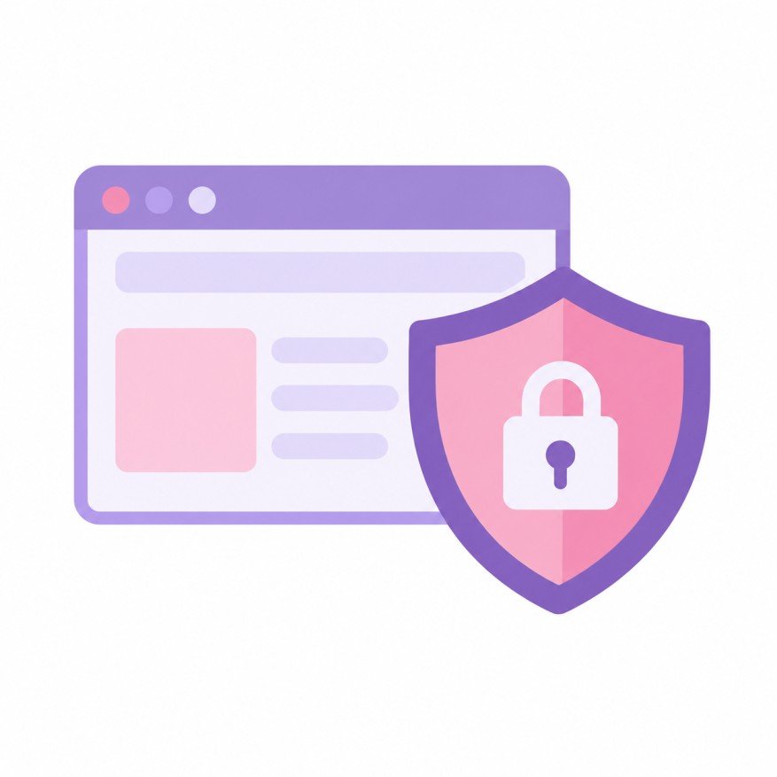 Illustration of a shield over a browser window, representing privacy rules affecting retargeting