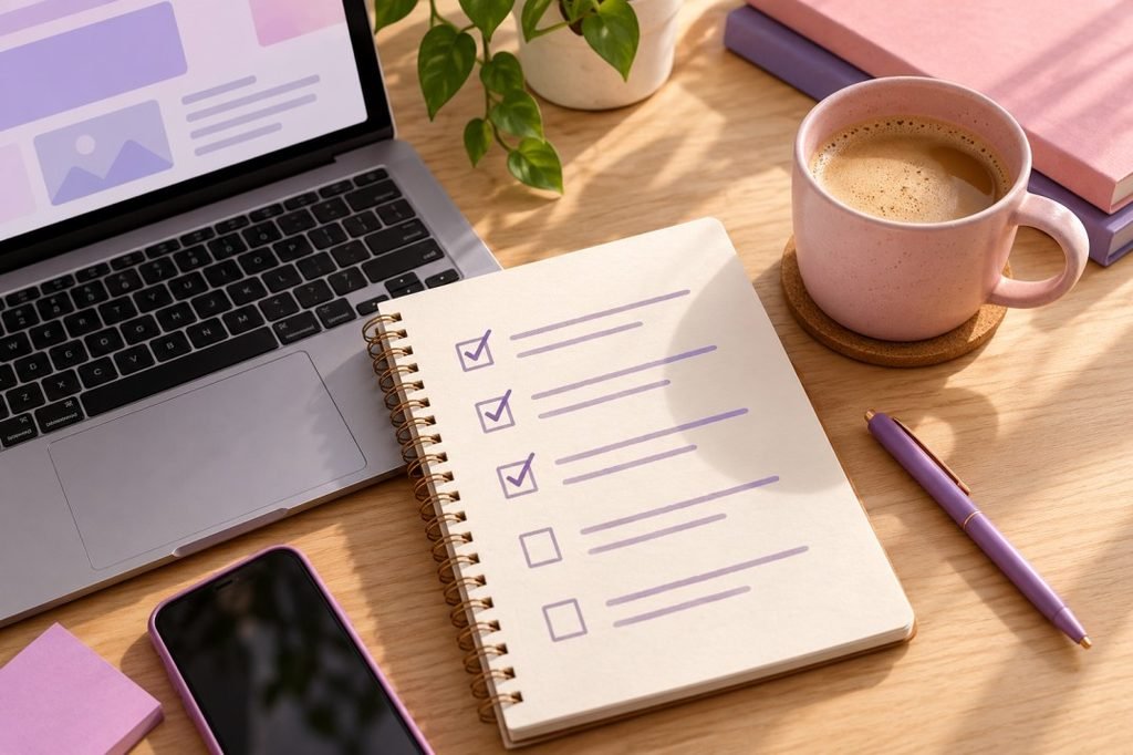A project scope checklist representing the factors that drive website cost up or down